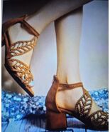 - Sandals For Women Zip Back Rhinestone Cutout Peep Toe Dance Shoes Heels - $14.80