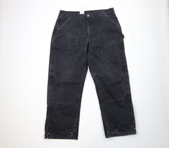 Vintage Carhartt Mens Size 40x32 Distressed Quilt Lined Double Knee Pants Black - £77.49 GBP