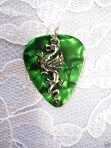 NEW DEEP GREEN ROCKER GUITAR PICK w CLASSIC DRAGON CHARM PENDANT ADJ NEC... - $6.99 CAD