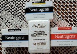 Four (4) Bars of Soap ~ 3 ~ Neutrogena &amp; 1~ Shea Moisture Virgin Coconut Oil - £17.88 GBP