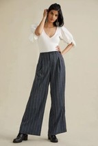 NWT Anthropologie Pinstriped Trousers High Waisted Pants Size 4 Navy Blu... - £76.66 GBP