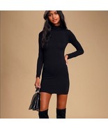 Lulus High Hopes Turtleneck High Neck Black Long Sleeve Bodycon Dress Sz M - £22.57 GBP
