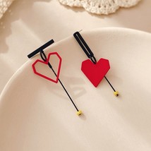 Heart Earrings, Asymmetric Love Earrings, Unique Jewelry, Gifts for Her, Minimal - £14.46 GBP