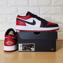 Nike Air Jordan 1 Low GS Size 6.5Y / Womens Size 8 Bred Toe Red Black 55... - $159.98