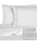 Size: Queen,Color: White - Victoria Embroidered 4 Pc Microfiber 1800 TC ... - $78.26 CAD