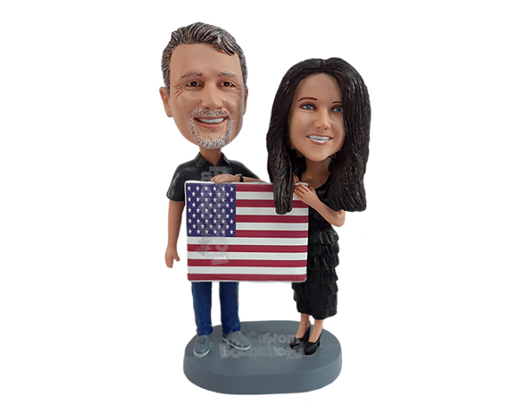 Primary image for Custom Bobblehead Country Proud Coupleholding their flag proudly wearing nice go