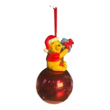 Disneys Winnie The Pooh on A Red Glass Christmas Ornament - £9.58 GBP