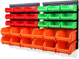 30PCS Wall Mounted Storage Bins Plastic Garage Rack Screw Storage Tool Organizer - £44.91 GBP