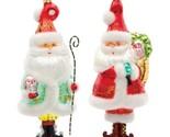 Silvestri Demdaco Boho Santa Claus GLASS Christmas Ornaments Set of 2 - £18.27 GBP