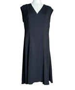 St John Black Viscose Sleeveless V Neck Fit &amp; Flare Dress Cocktail Party... - $98.99