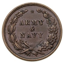 1863 Civil War Token ARMY &amp; NAVY F-91/303, AU Condition - £54.52 GBP