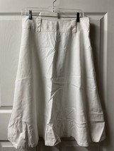 Cato Womens Size 10 White  Flare Linen Blend Skirt Banded Hem Lined - $20.15