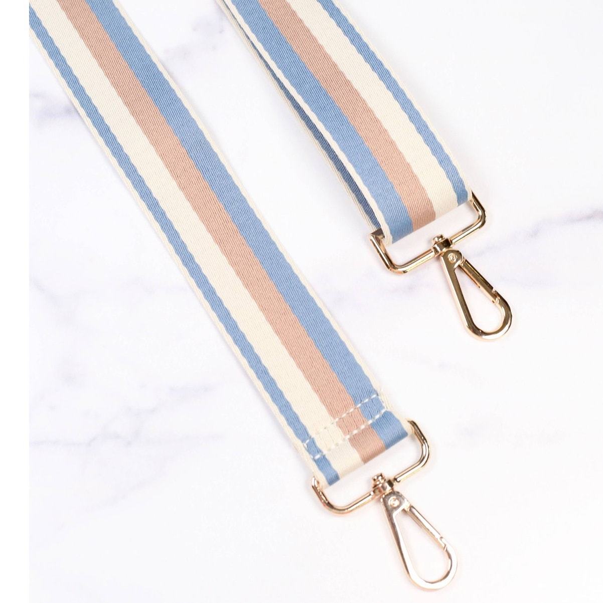 Layla Crossbody Bag Purse Strap Blue Tan Stripe