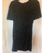 EUC Nightline Black Beaded 100% Silk Dress Size 4 - £56.05 GBP