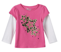 Jumping B EAN S Baby Girl Tee Size: 18M New Ship Free Pink Skater Glitter Stars - £23.97 GBP