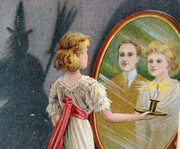Victorian Halloween Postcard Anglo-American Shadow Witch Mirror 876 Fantasy - £47.35 GBP