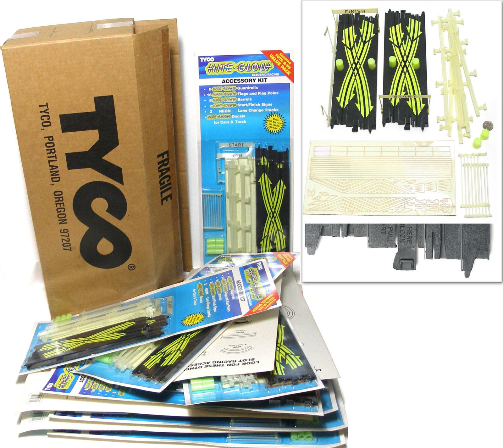 12pc 1977 Tyco Slot Car Track Nite Glow and 50 similar items