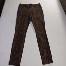 PAIGE W6510 Women's Hoxton Ultra Skinny Coated Brown Snake Print Jeans Size 30 image 13