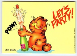 Garfield Let&#39;s Party Cat Champagne Bottle Postcard Jim Davis Orange Tabby 1978 - £6.15 GBP