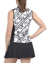 NWT Ladies TAIL White Black BAMBOO STRIPE Coralis Sleeveless Mock Golf Shirt - M image 2