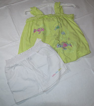 Calvin Klein girls 2 pc set 3622663MAC shirt shorts 6 green white NWT *^ - £14.16 GBP