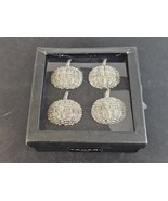 Tahari Silver Rhinestone Pumpkins Set of 4 Napkin Rings Halloween Thanks... - $19.75