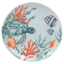 Blue Sea Turtle Melamine 6&quot; Tidbit Appetizer Dessert Plates Set of 4 Beach - $34.18