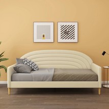 Twin size Mid-Century Modern Off-White Cream Velvet Upholstered Daybed - $11,463.29 MXN