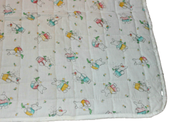 New Hand Crafted Reversible Baby Quilt 53”x 43” Bunnies on White &amp; White Side - £17.38 GBP