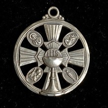 925 Sterling Silver St Christopher Pray for Us Medallion Pendant 1” - £43.21 GBP
