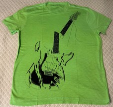 John Varvatos Star USA Men&#39;s Stone Wash Lime Green Broken Guitar Graphic... - $39.98