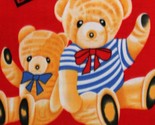 Fleece Teddy Bears Teddies Stuffed Animals Kids Red Fabric Print by Yard... - $7.97