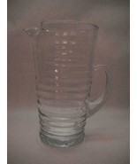 BLOWN GLASS Pitcher CLEAR Ripple PATTERN Pinched LIP Spout C HANDLE - £23.29 GBP