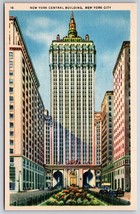 New York Central Building New York City NY NYC UNP Unused Linen Postcard H15 - £2.29 GBP