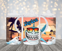 Personalized Shark Design 12oz 2 in 1 Stainless Steel Dual Lid Sippy Cup - $18.00
