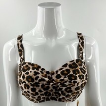 Kona Sol Plus Size Bikini Swimsuit Top Leopard Underwire Convertible Straps NEW - £16.08 GBP