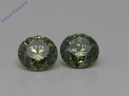 A Pair Of Round Loose Diamonds (0.61 Ct Olive Green(irradiated) Vs1 Clarity) - £432.46 GBP