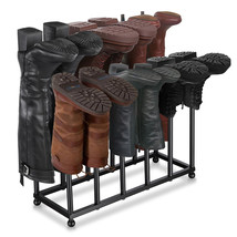 6 Pair Boot Rack Organizer Free Standing Shoe Rack For Entryway Closet - £55.03 GBP