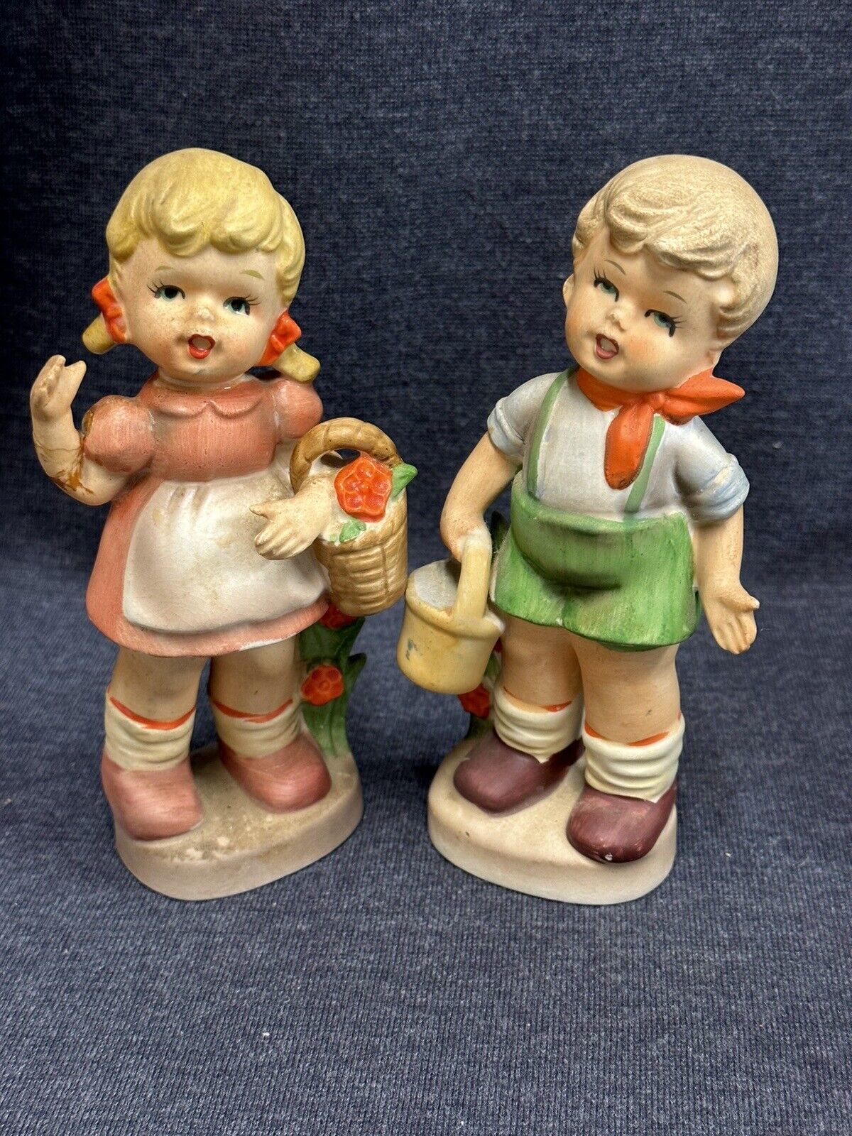 lot of 2 vintage hummel like figurines -  Ceramic- 6 1/4 Inches Tall - £6.20 GBP