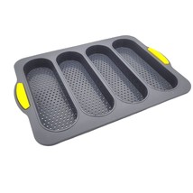 Silicone Flexible Loaf Baking Pan for Hot Dog Buns, Baguettes, French Bread Gray - £11.44 GBP