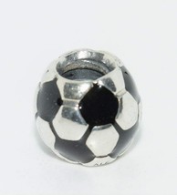 925 Sterling Silver Soccer Ball Charm Pendant Necklace - £33.88 GBP