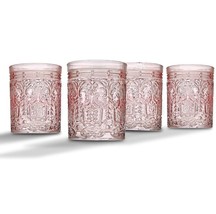 Whiskey Glasses Set Of 4 Barware Vintage Tumblers Drinking Old Fashioned Pink - £25.27 GBP