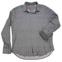 Robert Graham Shirt Mens XL Blue Black White Mosaic Flip Cuff Button Up Minty - £26.92 GBP