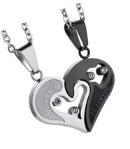 Jstyle Stainless Steel Mens Womens Couple Necklace Pendant - £34.74 GBP