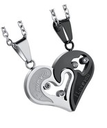 Jstyle Stainless Steel Mens Womens Couple Necklace Pendant - £34.54 GBP