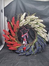 Patriotic Wreaths for Front Door Red White and Blue Wreath 4th of July W... - $18.00