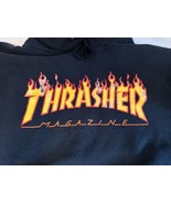 Vtg Thrasher magazine Hoodie M Skateboard Flames Pullover Sweater - $17.25 CAD