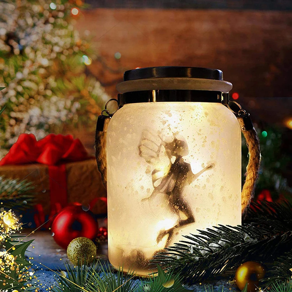 Solar Lantern Fairy Lights, Hanging Solar Lantern White Frosted Gl Mason Jar Wat - £110.78 GBP