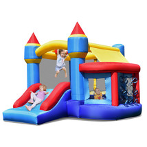 Inflatable Bounce House Castle Slide Bouncer Kids Basketball Hoop Without Blower - £234.88 GBP