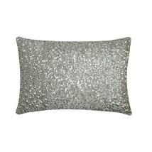 Glinting Glamour - Silver &amp; Gray Silk Lumbar Pillow Cover - £27.44 GBP+